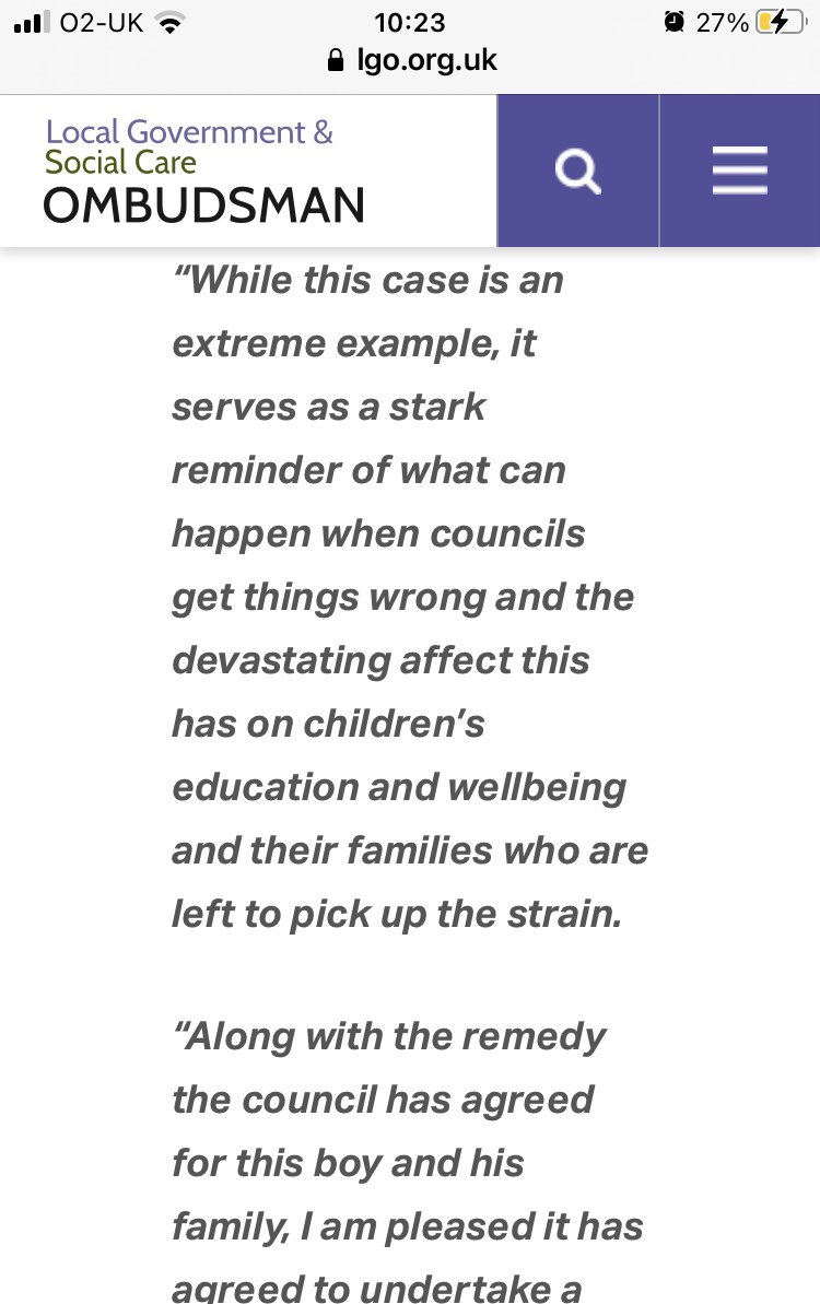 DeborahWoodhou1's tweet photo. I hope lessons will be learned and commissioning of appropriate educational creative solutions for young people who cannot access main stream or special schools, will be a priority for #sheffield.  Here is a quote from the #education #ombudsman: https://t.co/50sFwf87vs