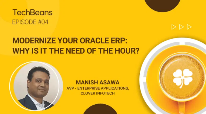 _CloverInfotech's tweet photo. https://t.co/0rzQnabAzg
#TechBeans 🎥Episode 4
In this episode of TechBeans, Manish Asawa, AVP – Enterprise Applications at Clover Infotech, talks about why customers should consider application upgrades or modernization instead of maintaining status quo. #oracle #erp https://t.co/PctPChyN9R