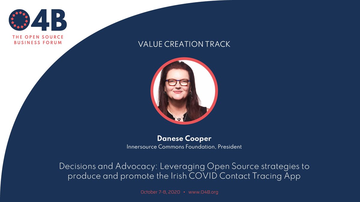 O4B_Forum's tweet photo. .@DivaDanese, President at @InnerSourceOrg held an #O4B keynote on decisions and advocacy: leveraging open source strategies to produce and promote the Irish COVID Contact Tracing App. 
Follow the link to see the talk.

https://t.co/sllquBDxIi https://t.co/QyWKSMEiLZ