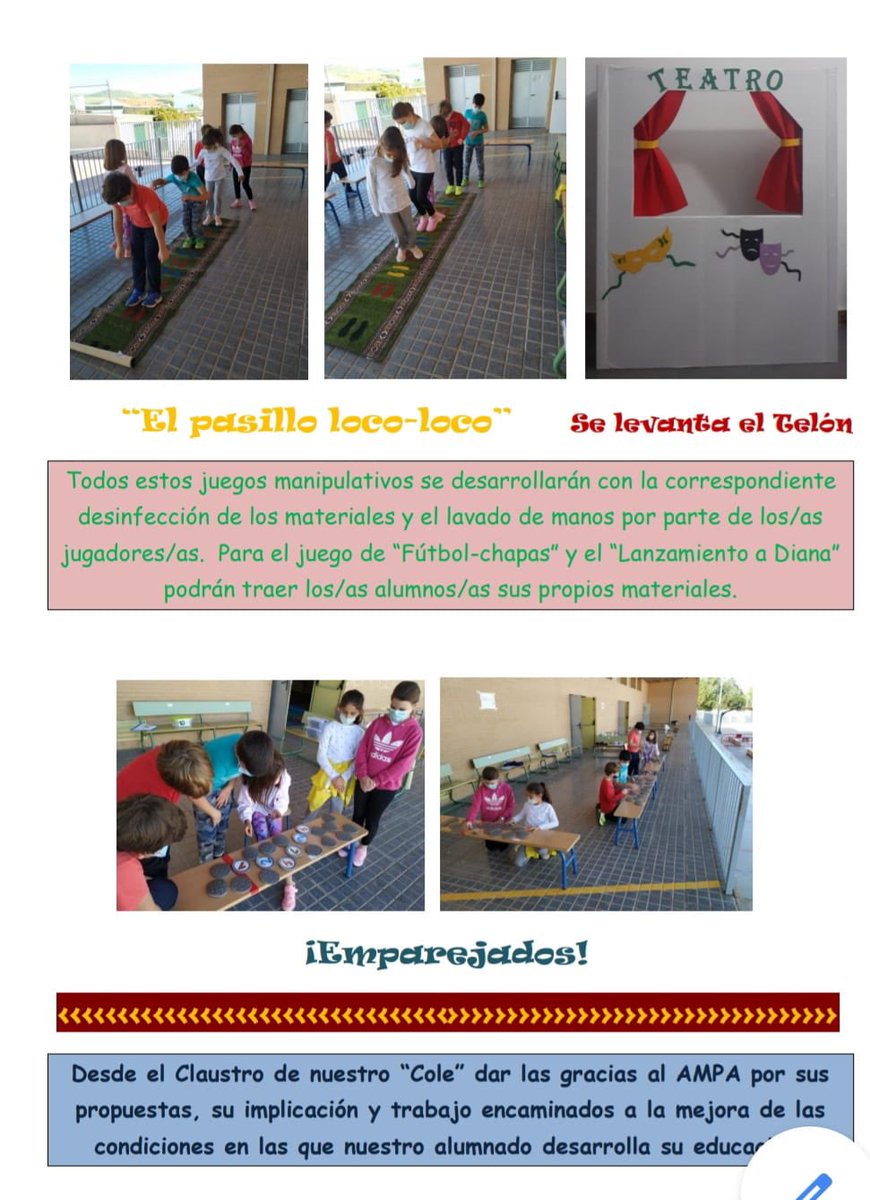 CPRMaestroRCV's tweet photo. ¡Buenos días! Os dejamos los nuevos recursos proporcionados por nuestro AMPA "Puente de Hierro" de El Palomar para jugar en el recreo. Gracias y felicitaciones por el trabajo realizado.
#escuelarural https://t.co/YWXMsNFnLr