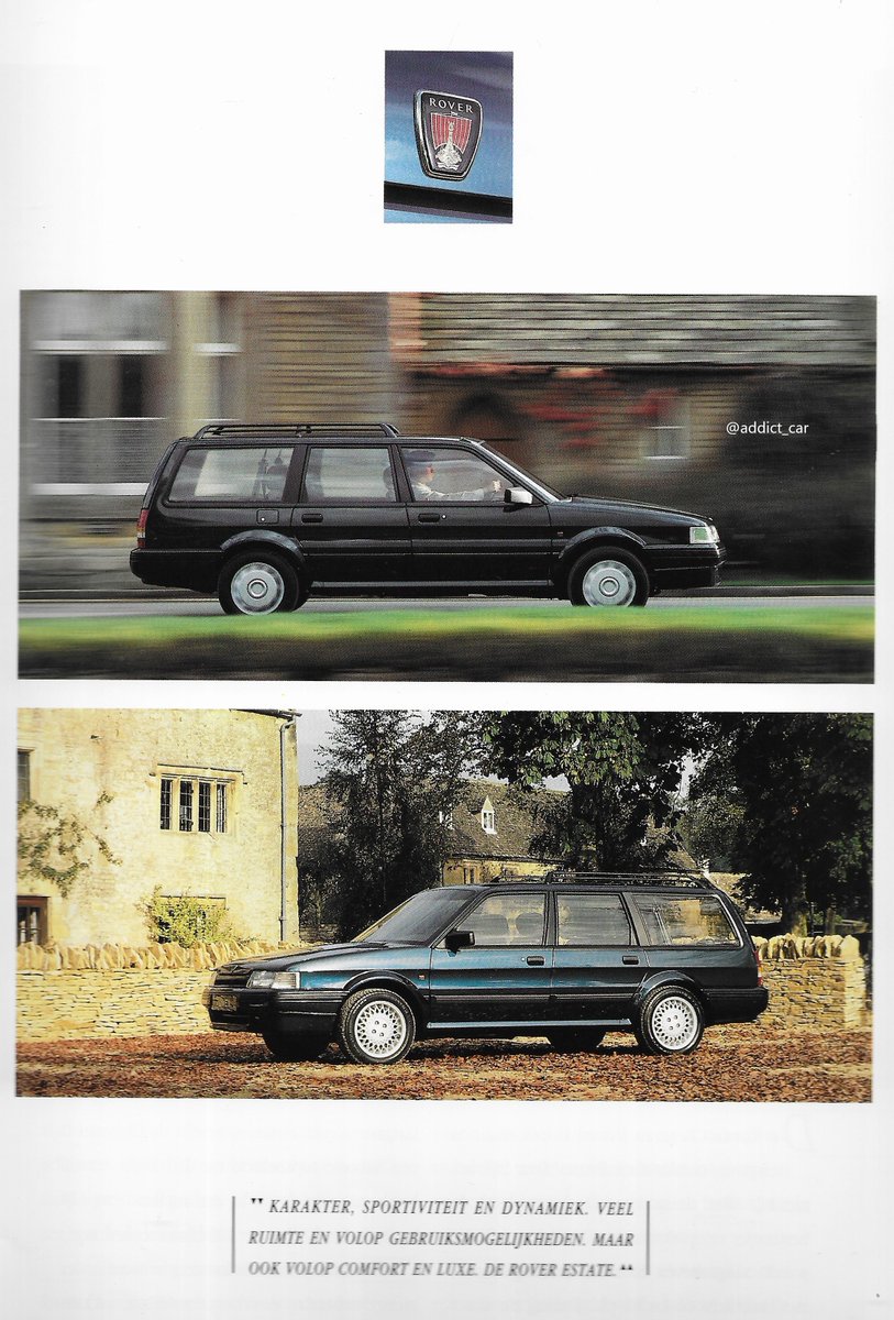 After the Austin name died, the Montego lived a strange marqueless existence in the UK. In some European countries, however, it did gain the accolade of a Rover badge, particularly the useful estate - this Dutch brochure just calls it the Rover Estate.  #carbrochure  #Rover