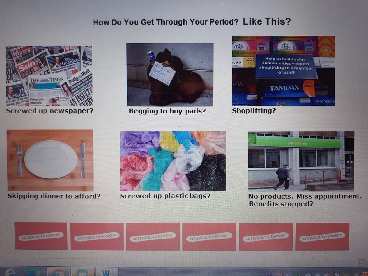 TrickyPeriod's tweet photo. We shall keep posting the same pics until we no longer need to. The need is growing. A massive shout out for period products (especially pads) intimate wipes, knickers all sizes (new), tights and leggings (new). just email: hello@trickyperiod.com #thankyouforcaring β€οΈ https://t.co/8MYQJXZU7W