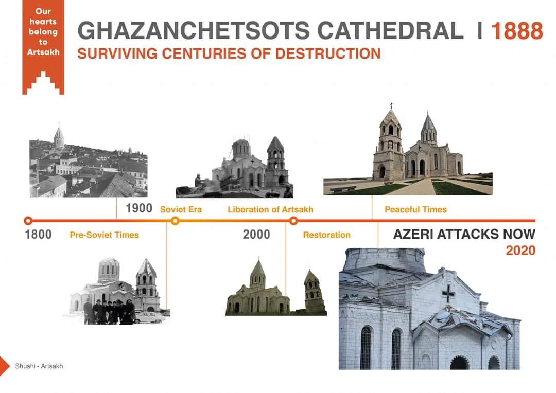 CYA_campaign's tweet photo. #ChristianTreasuresOfArtsakh

Holy Savior (#Ghazanchetsots) Cathedral ֊ an eternal symbol of #Shushi|#Artsakh
Consists of 
▪️a Church|1868-87
▪️bell tower|1858
#Armenians, emigrated from the Persian Ghazanchi village built the Cathedral, where a small basilica church used to be⬇️ https://t.co/JsErSAyXg2