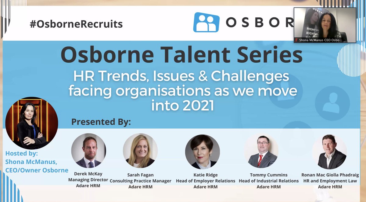 OsborneRecruits's tweet photo. Huge thank you to everyone who attending our Talent Series Webinar this morning and for all of your questions and comments throughout.

A big thank you also to the team at @AdareHRM for their time this morning &amp; for delivering an incredibly informative session.

@ShonaAnnMcManus https://t.co/dkNHVxOmfu