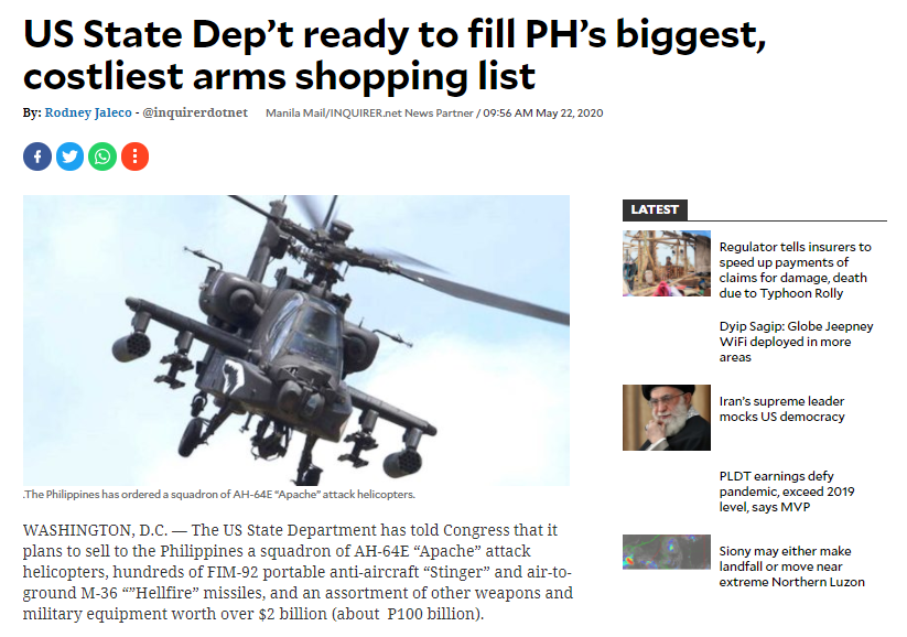 Kita ito sa pagtulak ng 2.2. B arms deal sa gitna ng pandemya at sa direct guidance ng U.S. Military sa operasyon ng AFP. Tulad ng panahon ni Marcos, ang U.S. ang nangungunang sponsor ng diktadura. [11/n]