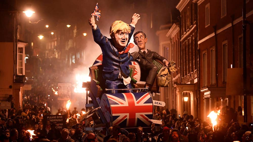 The bonfire and processions in Lewes, Sussex are the biggest and most boisterous in the UK, every year commemorating Guy Fawkes' Night by burning effigies of political figures and generally setting a lot of stuff on fire.