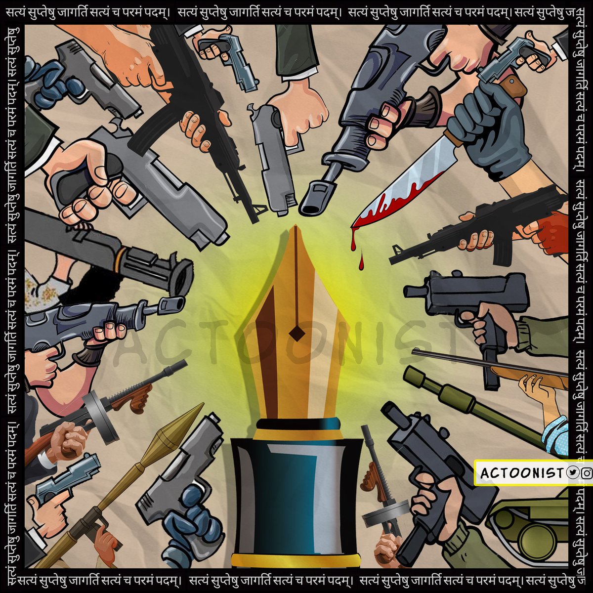 actoonist's tweet photo. “Fascism is not defined by the number of its victims, but by the way it kills them.”

सत्यं सुप्तेषु जागर्ति सत्यं च परमं पदम्।
Arise, Awake!
#IAmArnab  #ArnabGoswami https://t.co/Wk02TTJUAg