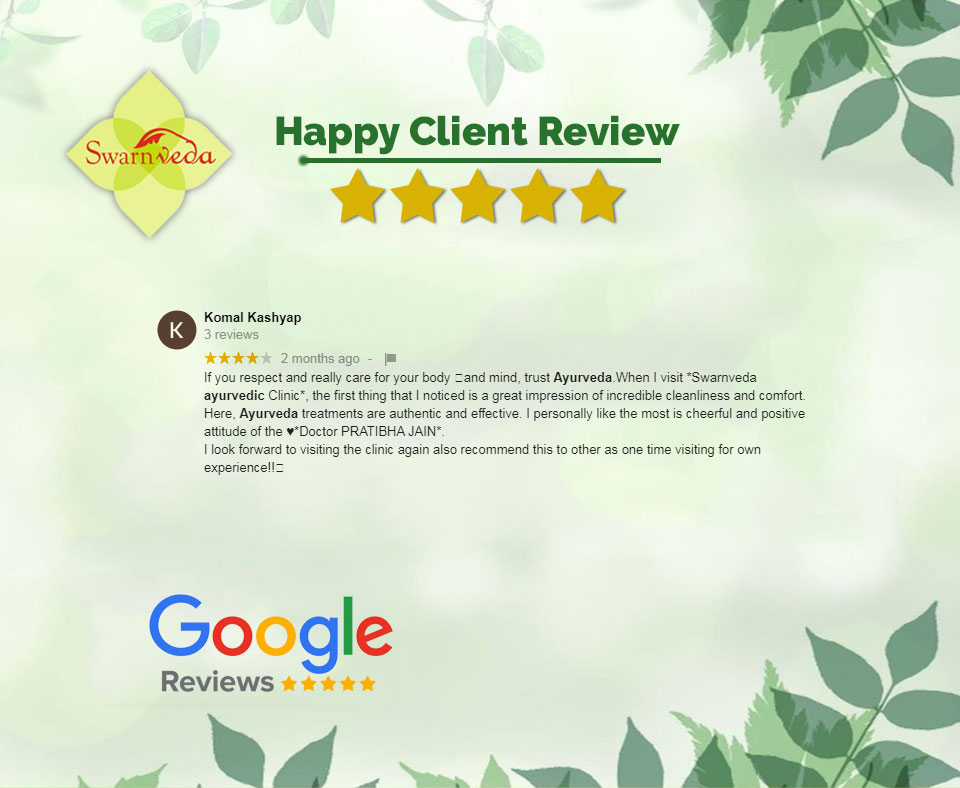 #Swarnveda Ayurvedic Treatment Center provides best #Ayurveda and #panchakarma Treatment in Ghaziabad. Here is a review from one of our beloved clients. We are delighted to know our clients are happy with our treatments. 
website : swarnveda.com
#happyclientreview