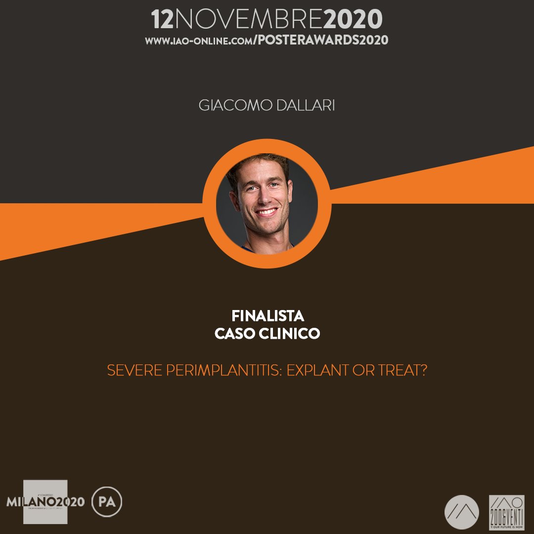 IAOonline's tweet photo. #Milano2020 #IAOonline #2000eventi
🎯2° Finalista Caso clinico #PosterAwards2020
Giovedì 12 novembre tra le ore 17.00 e le ore 18.00 Giacomo Dallari avrà a disposizione 5 minuti per presentare il suo poster on-oline su https://t.co/6B9fbyvPxy https://t.co/njZWBdUVDX