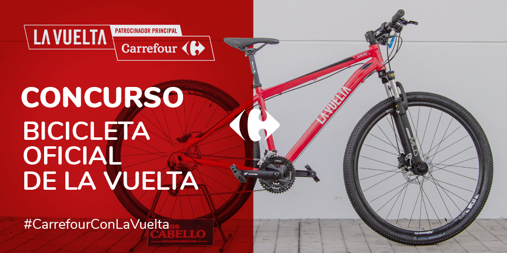 CarrefourES's tweet photo. 📣 ¡Nuevo concursazo por #LaVuelta20! 📣

 👇 Participa 👇
👉 Haz RT 🔁 y Like ♥️
👉 Comenta con #CarrefourConLaVuelta por qué quieres ganar la bicicleta @CICLOSCABELLO oficial de #LaVuelta20
👉 ¡Participa y llévatela gratis!

BBLL 👉 https://t.co/Q1rYVg1Zs2 https://t.co/lv8xEKAMhH