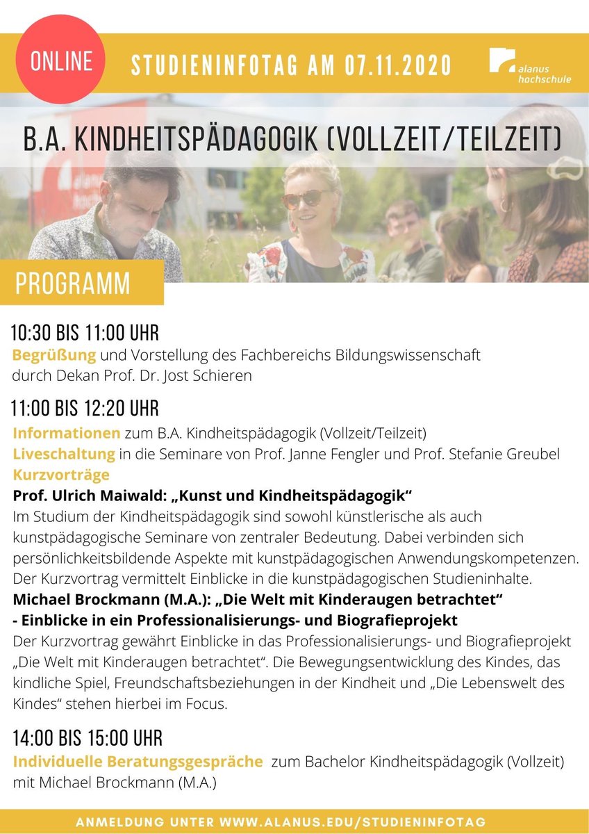 Paedagogik's tweet photo. Das Programm steht, wir freuen uns auf euch!
#kindheitspädagogikstudieren #studiumkindheitspädagogik #kindheitspädagogik #virtuellerinfotag #studieninfotag 
Anmeldung unter: https://t.co/JEOHK5MprO https://t.co/6g0YaUcmgl