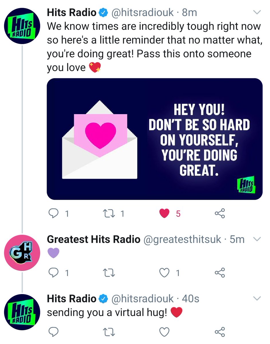 Banter between brands at its finest @HitsRadioUK @GreatestHitsUK <a href="/bauermedia/">Bauer Media Group UK</a>