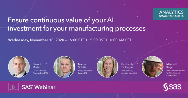 Do you struggle to get your analytical model out of the lab, to get your #AI investments industrialized to ensure continuous value? Learn more and get inspired in this free #SASWebinar on November,18. . #Analytics bit.ly/3697b0L