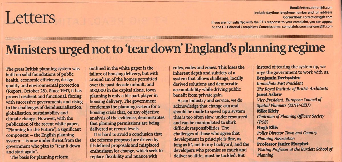 TOM_VENABLES_'s tweet photo. Letter in todays @FT signed by @POSisit @WomeninPlanning @JanetAskew @janicemorphet @HughEllisTCPA @ben_derbyshire https://t.co/5OQxkbnwjw
