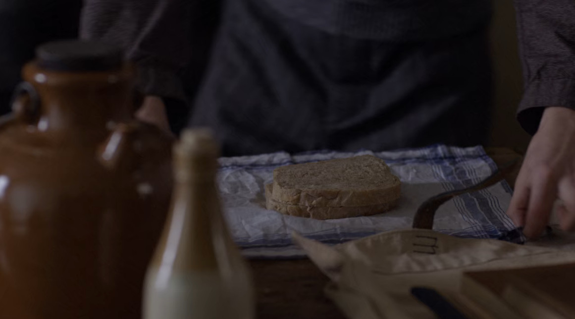 Wrapping just a quickly made sandwich for his lunch (no wonder he is skinny!) and feeling guilty for leaving his father alone. "I'll be home straight from school." #renewannewithane