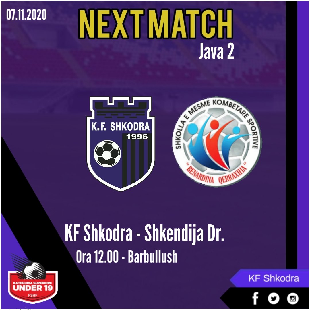 kfShkodra's tweet image. 🟣⚫ Next match 
#U19 #Java2 #ShkoShke