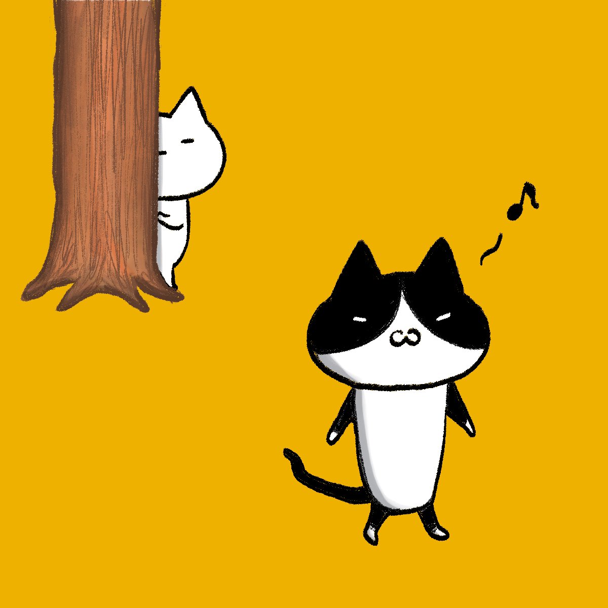 ねこま制作所 役に立つかもしれないほっこりイラスト 気になるあいつ 最近ふらっと現れるあのハチワレ スリムだしなんか強そうだからきっと野良に違いない ほっこりイラスト ねこま制作所