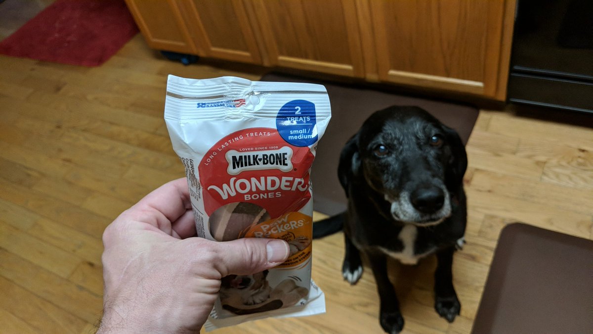 TSFarmTurner's tweet photo. #K9Lincoln thinks @MilkBone needs to rethink the #LongLastingTreat claim on this packaging. It was gone in under 3 minutes.

#WonderBone
@MaryTHall 
.

.

.

.

.

.

.

.

.

.

.

.

.

.

.

.
 
.
 
.
 
.

Oh, and #JohnJr wants a shout-out.
@Michael_1Clutch https://t.co/9Q6v0MFFVj