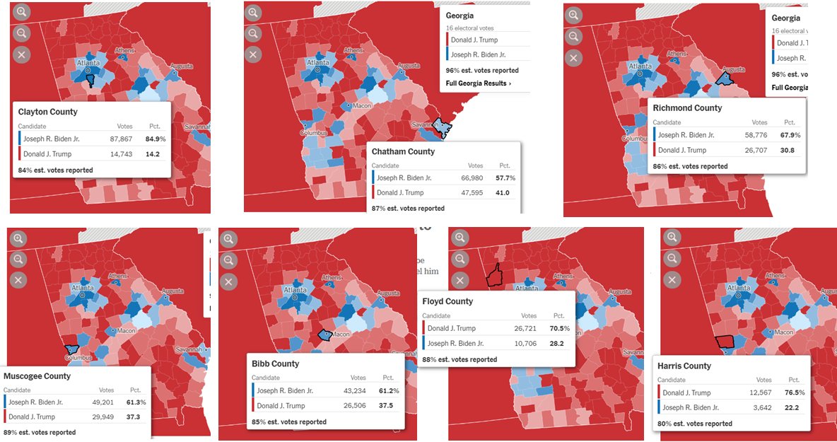 6h22/12h22Je vous joins les voix des 7 comtés qui vont faire la différence en Géorgie. Trump peut y croire. Biden aussi. Ce sera sur le fil....