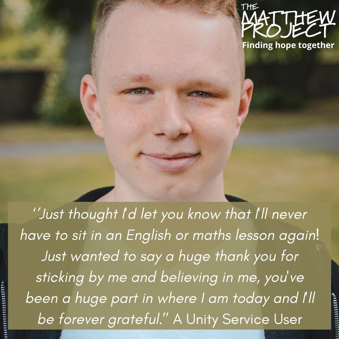 MatthewProject's tweet image. Something to make you smile, here's some feedback from one of our young Unity service users 🥇😃 #schoolsout #movingforwards #onwardsandupwards #thankyou #findinghopetogether Find out more about our services here matthewproject.org/our-services