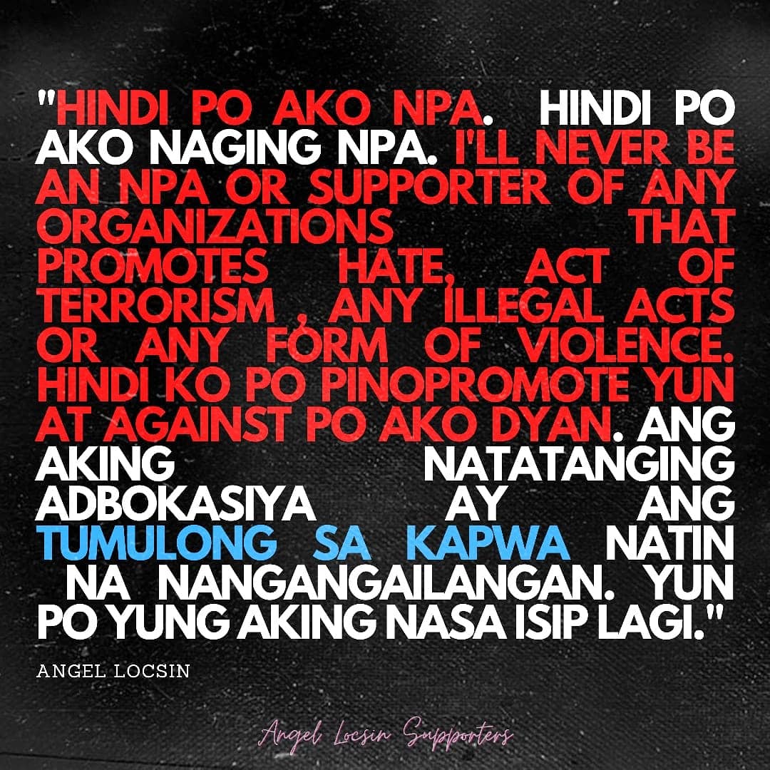 AngelSupporters's tweet photo. Angel Locsin Official Statement about NPA issue. Swipe photo for more details.

#WeStandWithAngelLocsin

Part 2 @143redangel https://t.co/7Osme18JLe