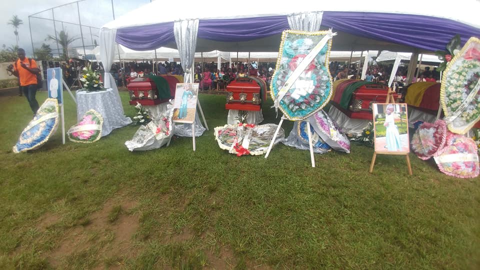BohElvis's tweet photo. Today we bid farewell to the kids killed during the Kumba massacre. The ceremony is presided at by Prime Minister and Head of government Joseph Dion Ngute https://t.co/Srwssw5JZa