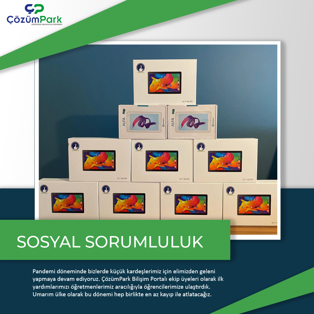 Pandemi döneminde bizlerde küçük kardeşlerimiz için elimizden geleni yapmaya devam ediyoruz. ÇözümPark Bilişim Portalı ekip üyeleri olarak ilk yardımlarımızı öğretmenlerimiz aracılığıyla öğrencilerimize ulaştırdık. 

#cozumparksosyalsorumluluk