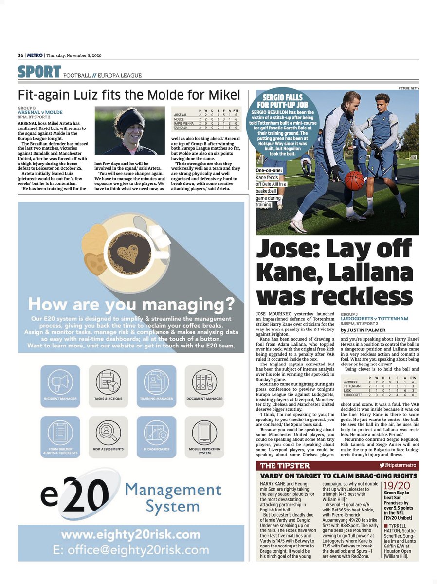 E20Safety's tweet photo. Our half page advert in today's London Metro edition, Page 36 to be specific! #safety #management #software #utilities #housing #group #input #output #eighty20 #Compliance #Construction https://t.co/dxgJe4Sl6k