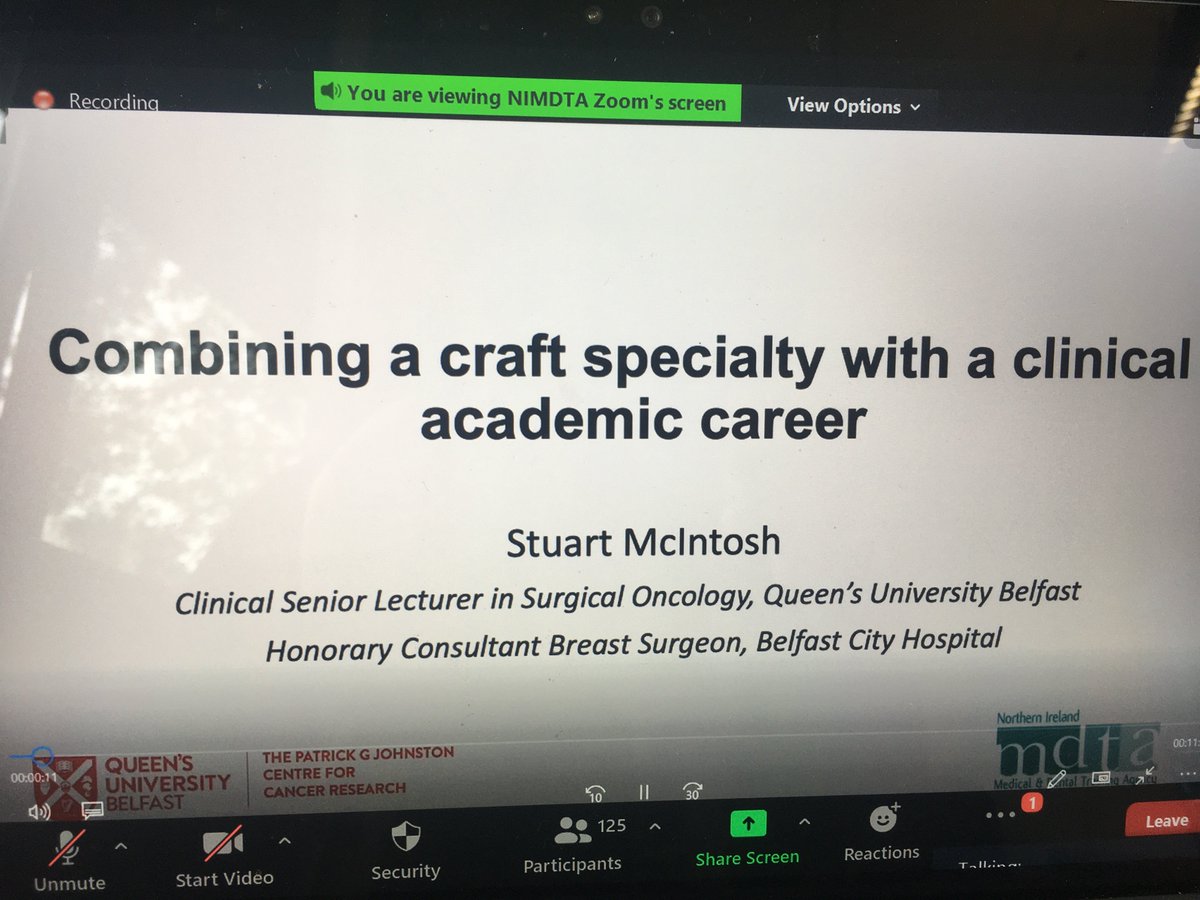 Great talks from @DrHelenReid @asjdseesit and Stuart McInstosh today, explaining how to transition from PhD to an academic career, progress from ACL to Academic Consultant and how to combine a craft specialty with a career #CATP2020 #ValuedTrainees #NIMedEd