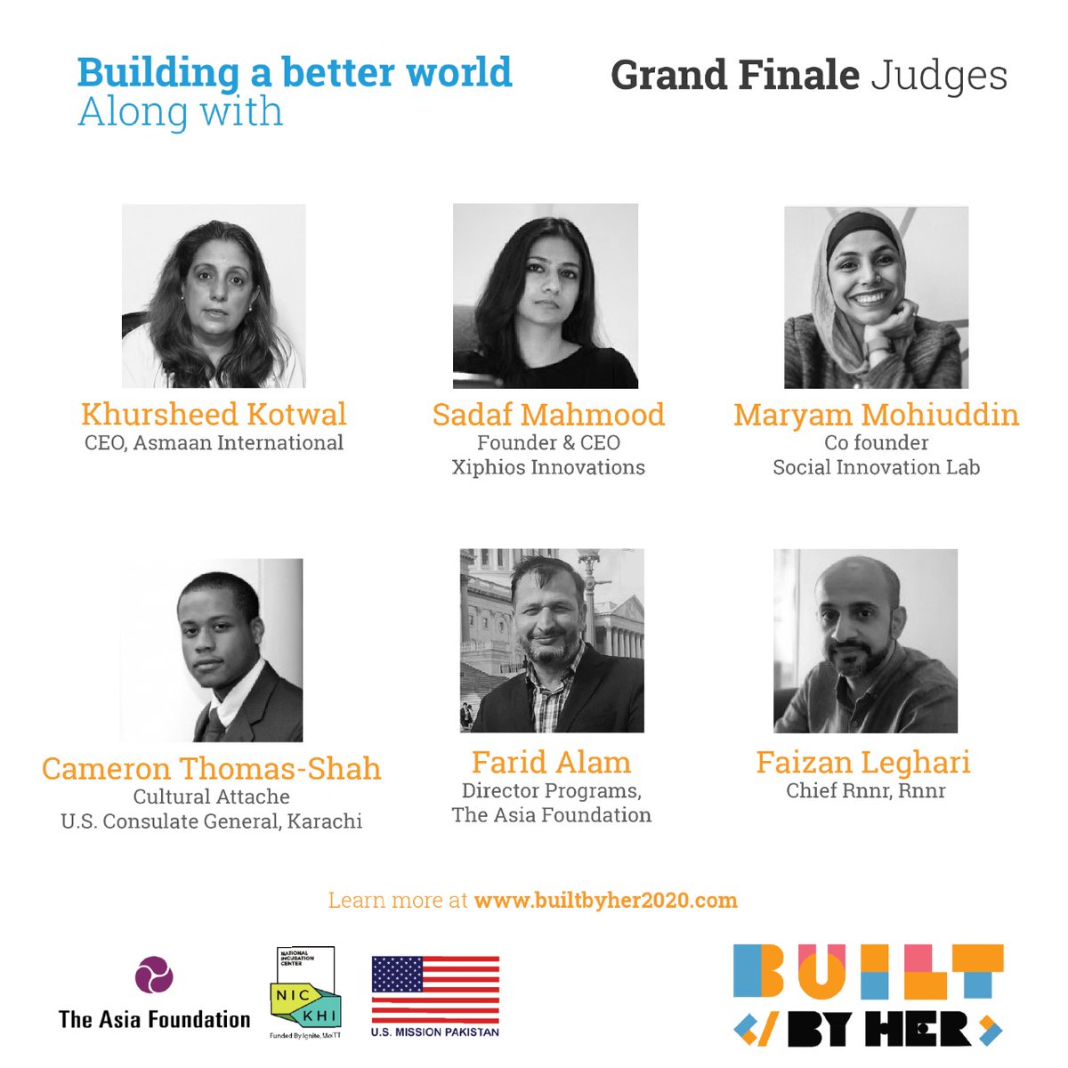 We're finally at the finish line! A panel made up of 6 expert judges will choose 2 teams that will be crowned winners of the Built By Her Hackathon. 

To follow the event live, tune into our Facebook page.

#builtbyher
#hackthefuture
#womenempowement 
#hackathon