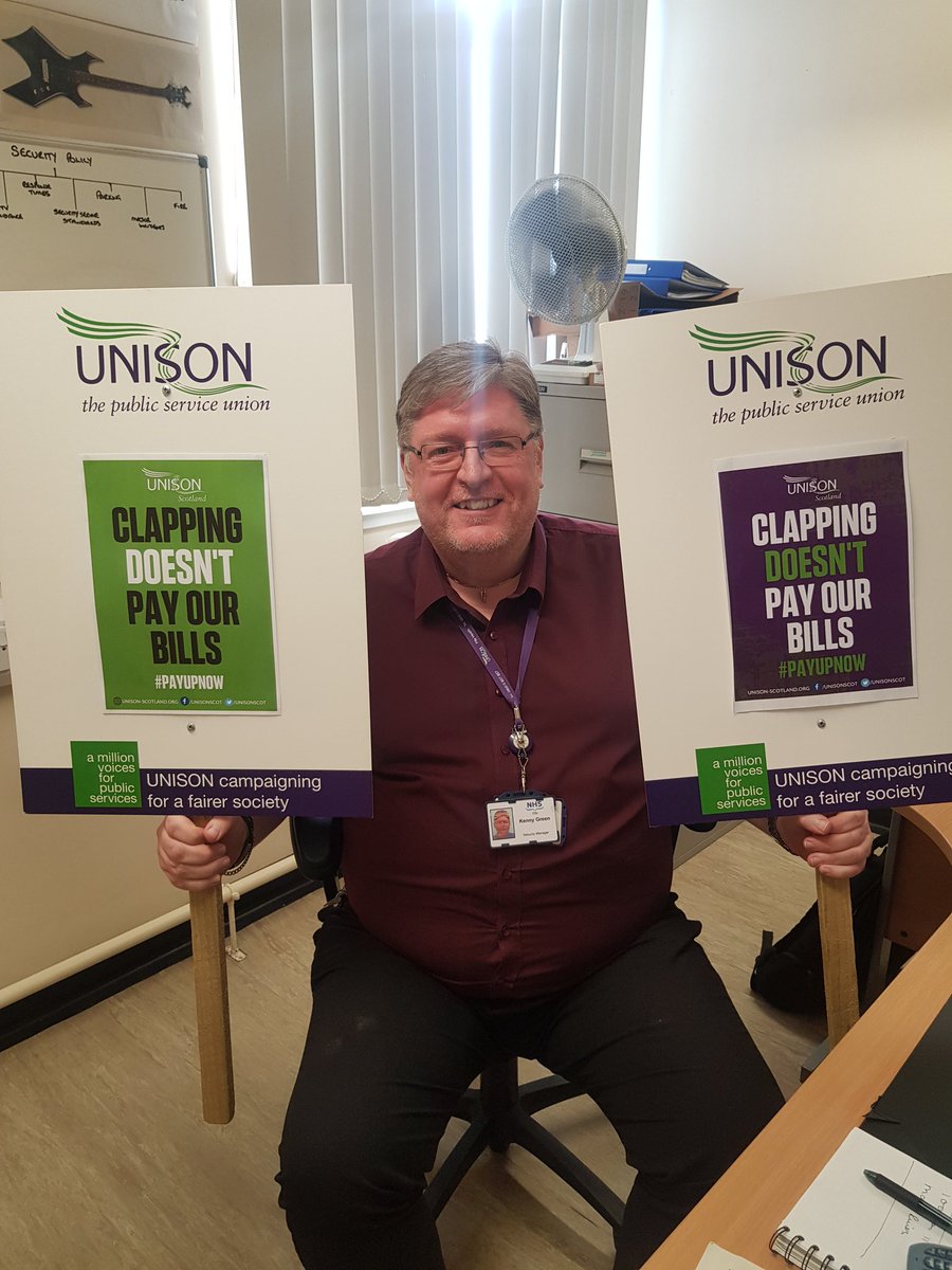 UNISONFifeHlth's tweet photo. Branches all over Scotland today are flooding social media with a virtual demo for our pay campaign. Here are some of our NHS Fife staff asking @JeaneF1MSP to #PayUpNow https://t.co/CPXMA9n12K