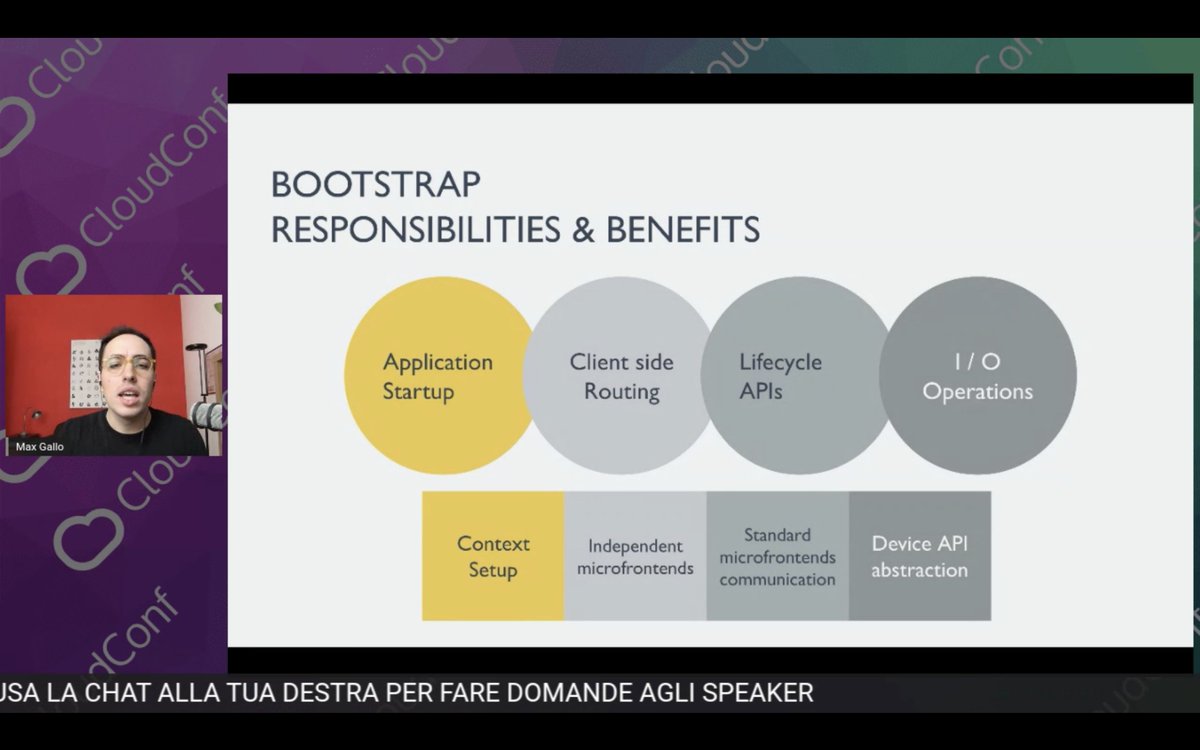 abilardi's tweet photo. #thankyou @_maxgallo for your talk on #Microfrontend in #CloudConf2020 #LIVE #Streaming https://t.co/28BlsKkc5d @_CloudConf_ #happyproblem #crossfunctional #teamautonomy #businessdomain https://t.co/xSft7aMPzu