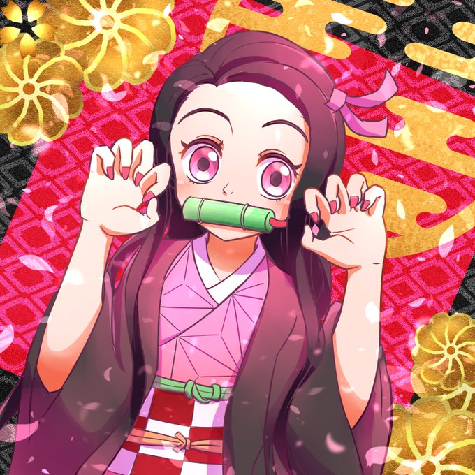 ゆき丸ʕ•̫͡•さんがTwitterに投稿した竈門禰豆子(鬼滅の刃)のイラスト。