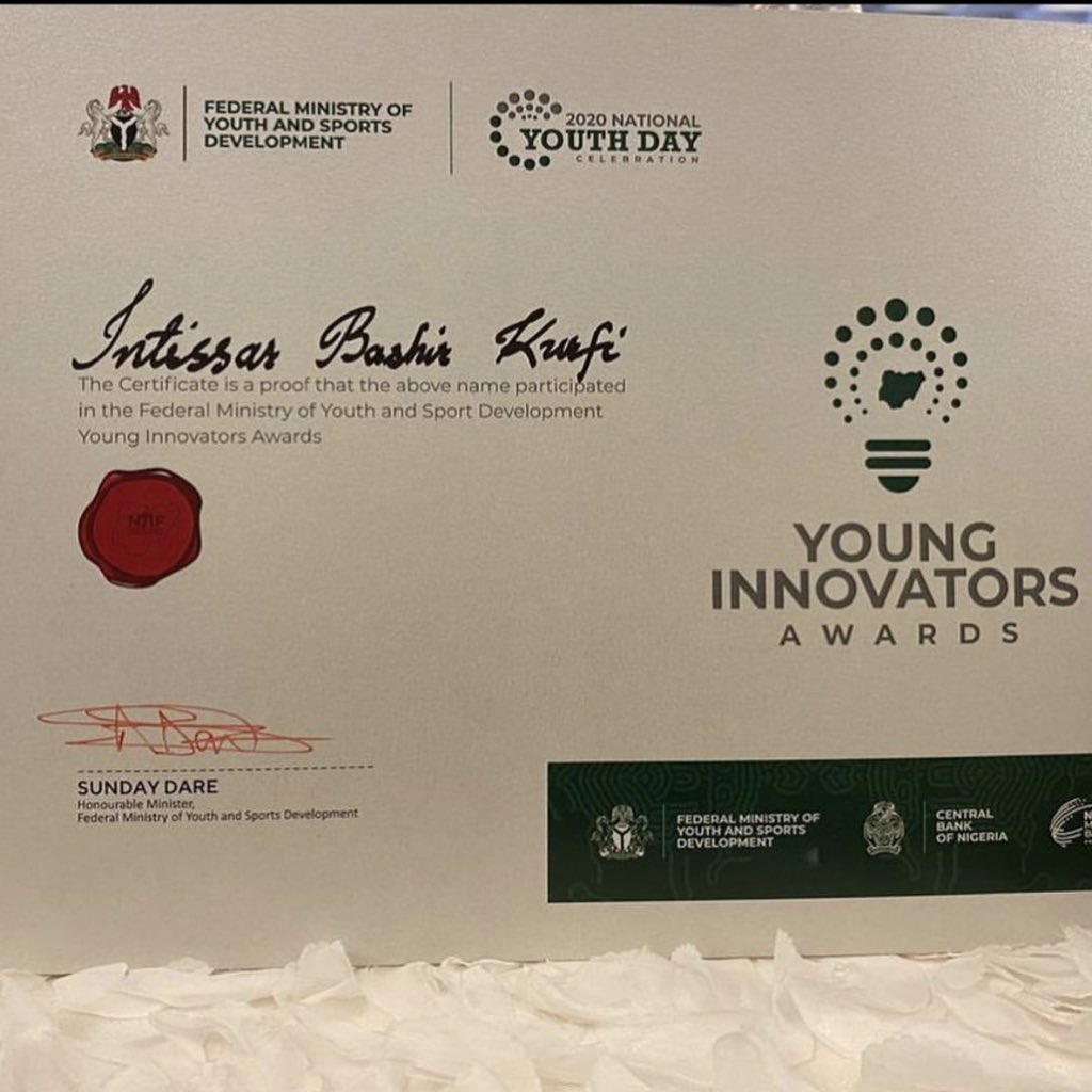 ifrique's tweet photo. Our CEO @inti_kurfi was part of the chosen for the “Young Innovators Awards” by the Nigerian Federal Ministry of Youth and Sports Development. 

We are so proud and congratulate her on her well deserved recognition. https://t.co/PYhOqQDtev