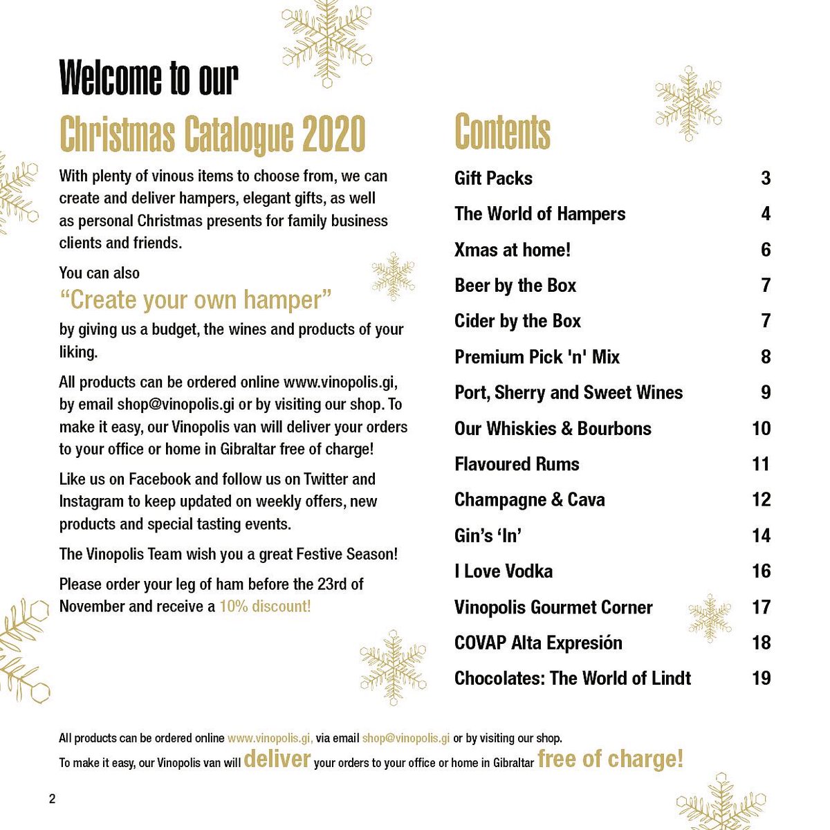 Vinopolisgib's tweet photo. See our Xmas Catalogue 2020 full of hampers, gift packs, xmas at home section, Gourmet corner with Lavazza coffee and many other products 🍷😍😍 Free home delivery in Gibraltar! Pop by our shop, order online or call 200 77210 #xmas #xmasathome #hampers #giftpacks #presents https://t.co/fM3ykT604m