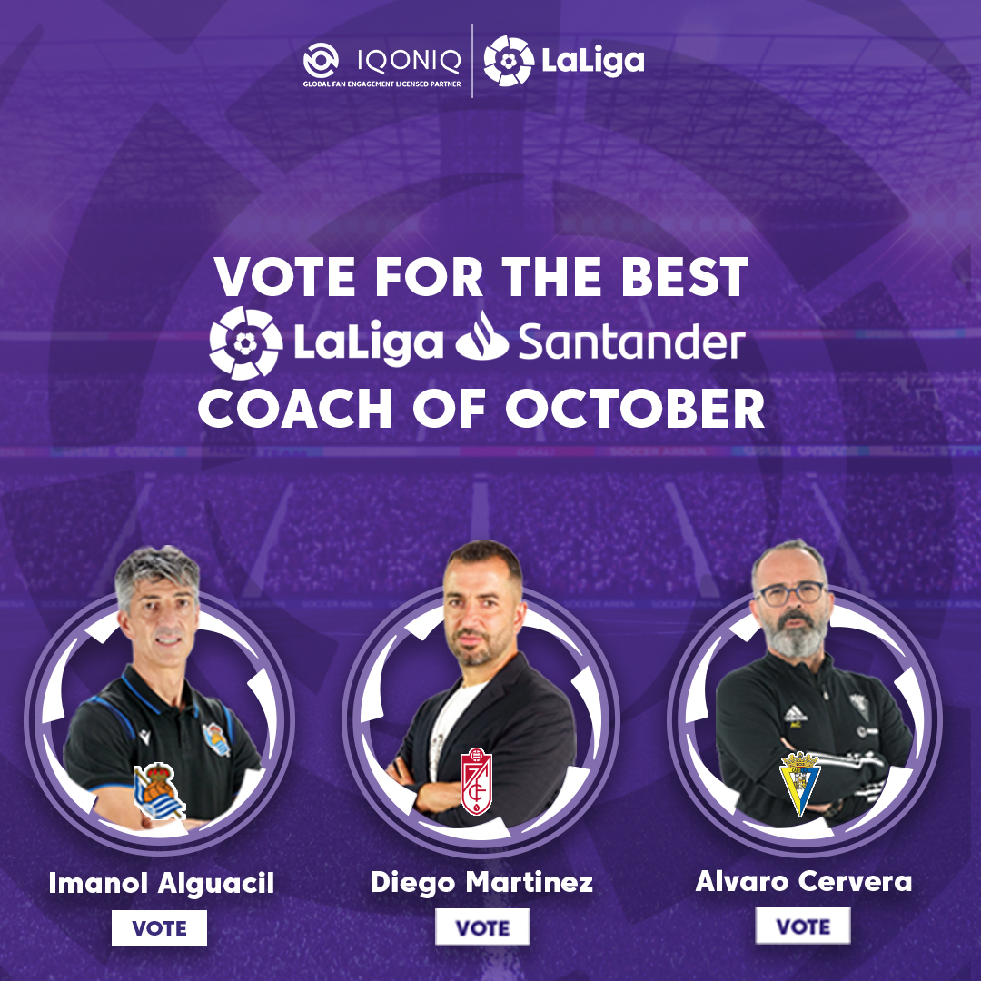 LaLigaEN's tweet photo. 🌟 Vote for your #BestCoach of October in #LaLigaSantander! 🌟

👉 Imanol Alguacil
👉 Diego Martinez
👉 Alvaro Cervera

Head to https://t.co/Ika4B98Ael and choose your favourite! https://t.co/zJuVRbwn1z