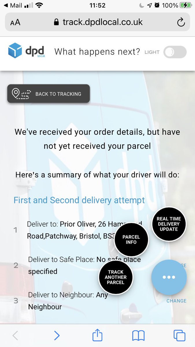 OllyPrior's tweet photo. @thechimpstore I paid for next day delivery yesterday morning, but dpd is saying today they haven’t received the package. Has it been sent? Order #58701 https://t.co/0BOLHUgQ4U