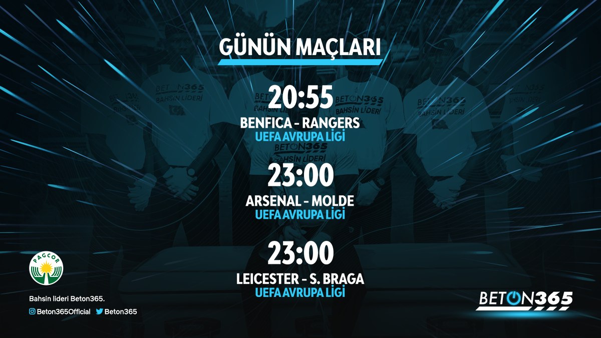 Günün dikkat çeken karşılaşmaları #beton365 ‘de . 

#Limitsiz bonus, limitsiz oranlar, limitsiz çekim . #NZT48

#beton365