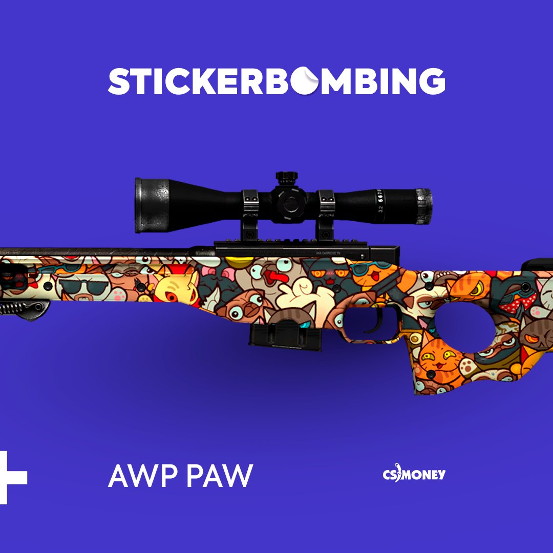 CS.MONEY 在 上："AWP PAW is one of the cutest skins in the game. Despite the rather colorful pattern, many players like to additionally decorate it with all kinds of stickers. We