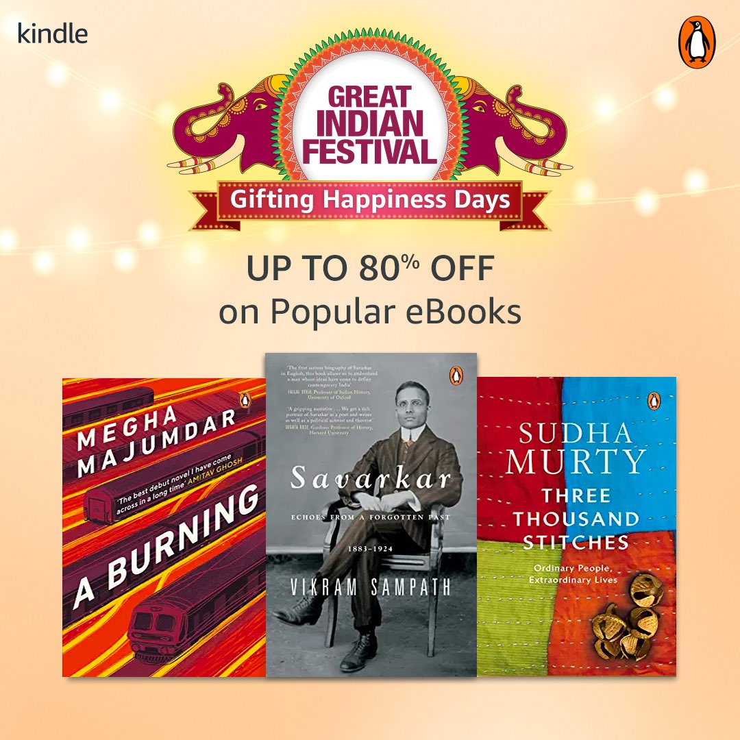 PenguinIndia's tweet photo. One more reason to celebrate! Get these brilliant e-books by @MeghaMaj @vikramsampath and make the most of this festive season.
https://t.co/otYd8VOGcw
#ABurning #Savarkar #ThreeThousandStitches https://t.co/wtuGxnYhw6