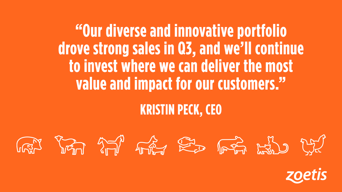 Zoetis's tweet image. Today, we shared our Q3 2020 results, which reflect the resilience of our customers and the commitment of our colleagues during this ongoing pandemic. For more from our CEO Kristin Peck, read our full earnings release: bit.ly/3k0gjdd #earnings $ZTS #animalhealth