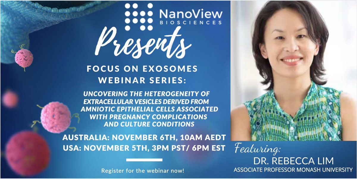Looking forward to the the next installment of our 'Focus on Exosomes' webinar series with Professor Lim. TODAY at 6pm EST

Register for the event here: 

nanoviewbio.com/nanoview-exoso…

#exosomes #extracellularvesicles