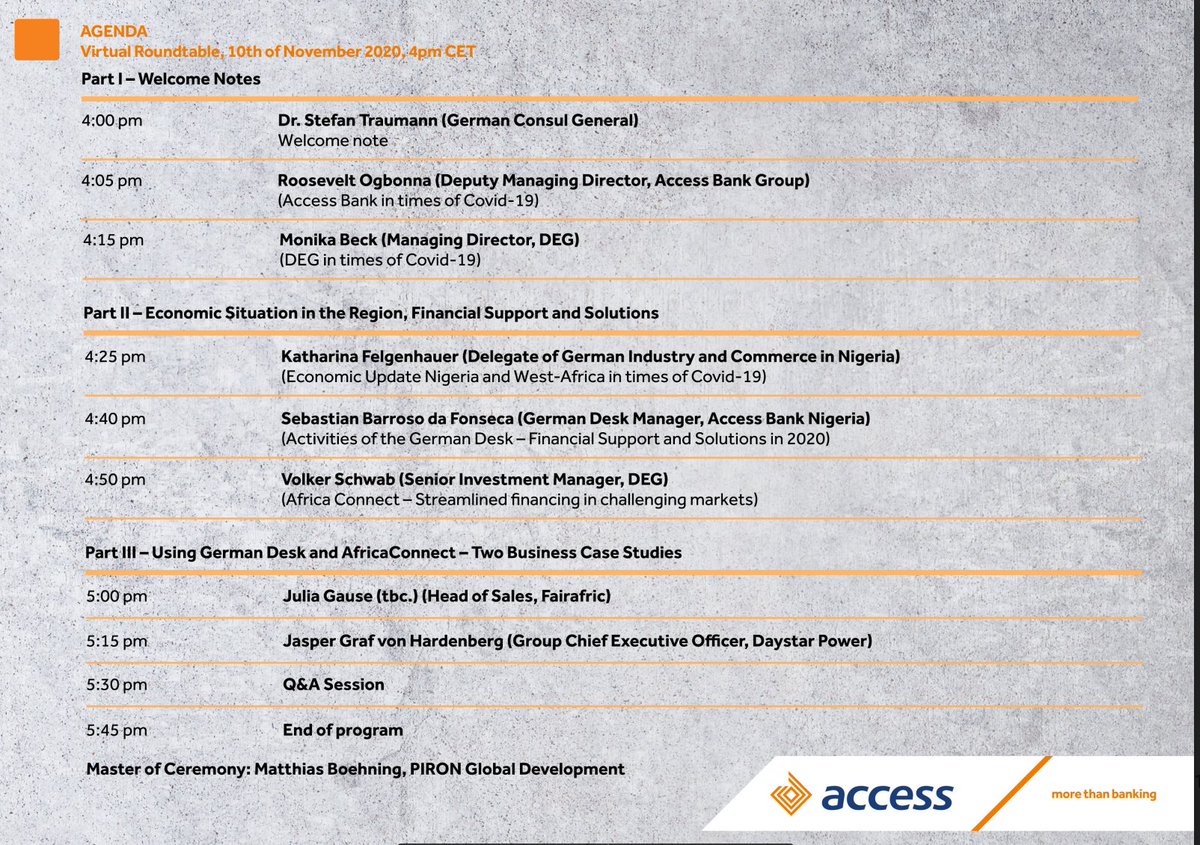 Daystar CEO <a href="/JFS_GvH/">Jasper von Hardenberg</a> is speaking at a <a href="/deginvest_DE/">deginvest</a>  and <a href="/myaccessbank/">Access Bank Plc</a> webinar next Tuesday Nov 10th.

If you’re a Nigerian company with business in Europe, this is a great opportunity to learn about financing opportunities through the German DFI.