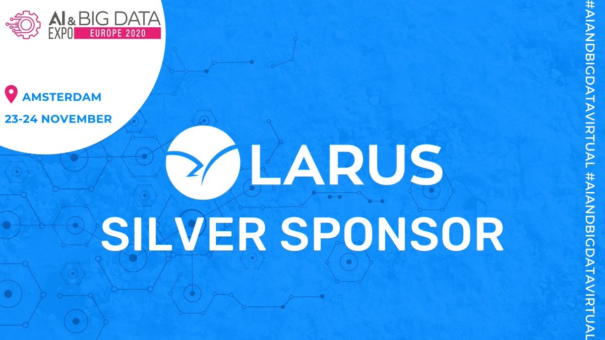 AgileLARUS's tweet photo. We're pleased to share with you the #LARUS silver sponsorship at virtual @ai_expo Europe 2020 -
which will be held in #Amsterdam from Nov 23th to Nov 24th.

We're excited for this new adventure!😀

#aiandbigdataexpo #LARUSponsor #LARUSteam @GalileoXAI https://t.co/MhmRN4X0po