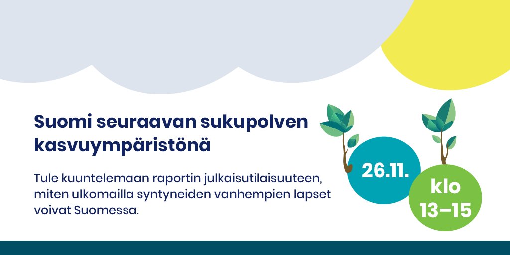 Mitä kuuluu ulkomailla syntyneiden vanhempien lapsille ja heidän perheilleen Suomessa? <a href="/kohortti87/">Kohortti 87&97</a>-tutkimuksen tuoreet tutkimustulokset julkaistaan 26.11. 

Julkaisutilaisuuteen ilmoittautuminen avattu, tervetuloa! 👇
thl.fi/fi/ajankohtais…

<a href="/Nuorisotutkimus/">Nuorisotutkimusseura</a> @ItlaSaatio