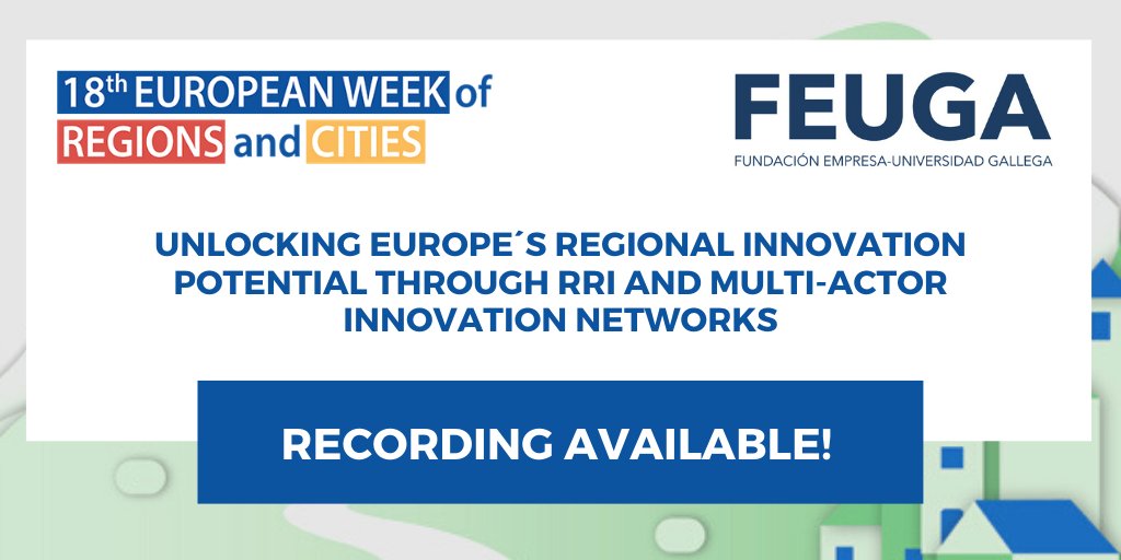 If you have missed FEUGA´s session on #RRI at the #EURegionsweek, fear not! We have the recording for you right here: feuga.es/workshop-on-re…  
Big thank you once again to @ingevanoost  @Brainport_int @JustoAlmudena and @axenciaGAIN for making such a great job!