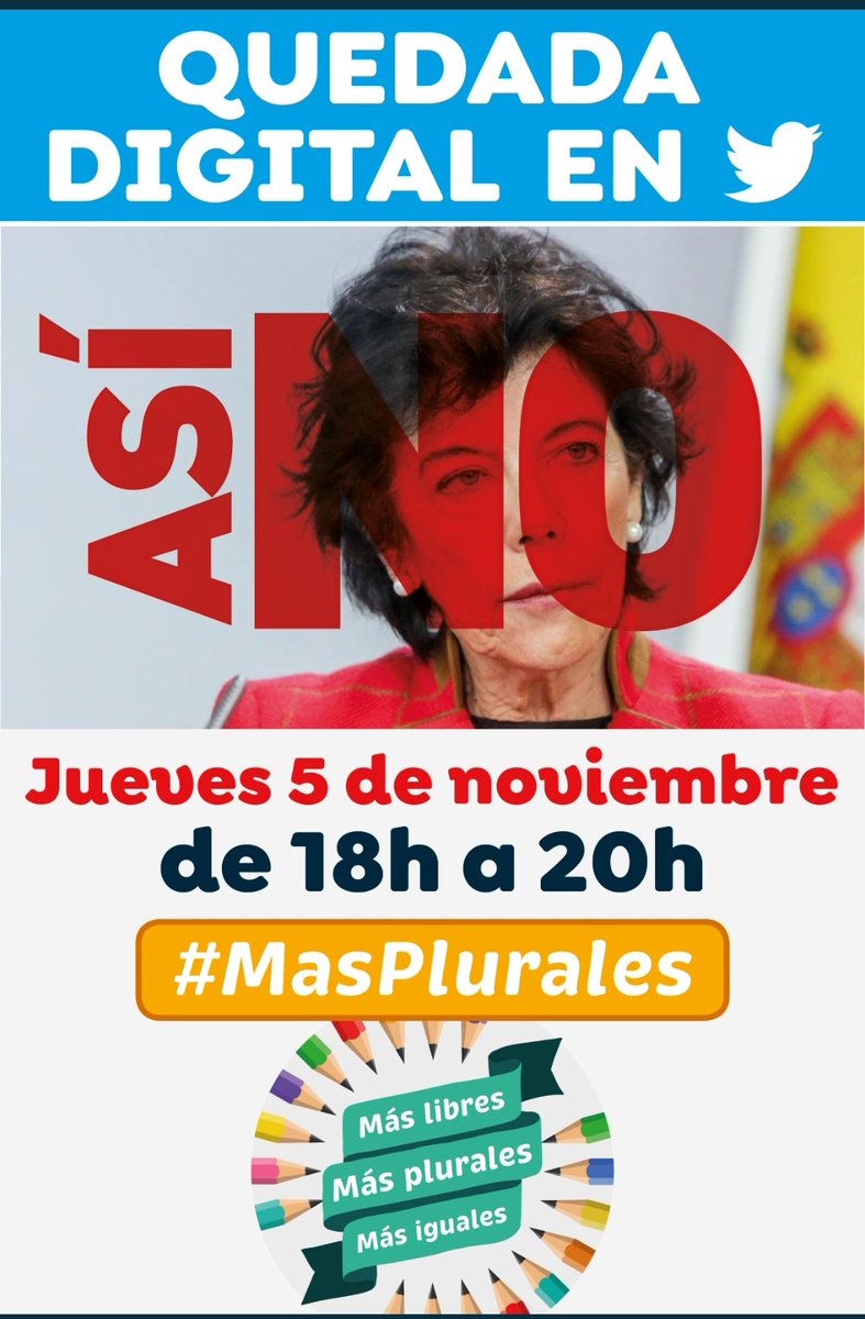 Lourdes94864822's tweet photo. #MasPlurales #StopLeyCelaa Por los derechos de alumnos, padres y profesores. Paremos esta ley que no ha sido consensuada, y en la que no están de acuerdo ni profesores ni familias. 
@sfbafec https://t.co/8SsWPmuCjG