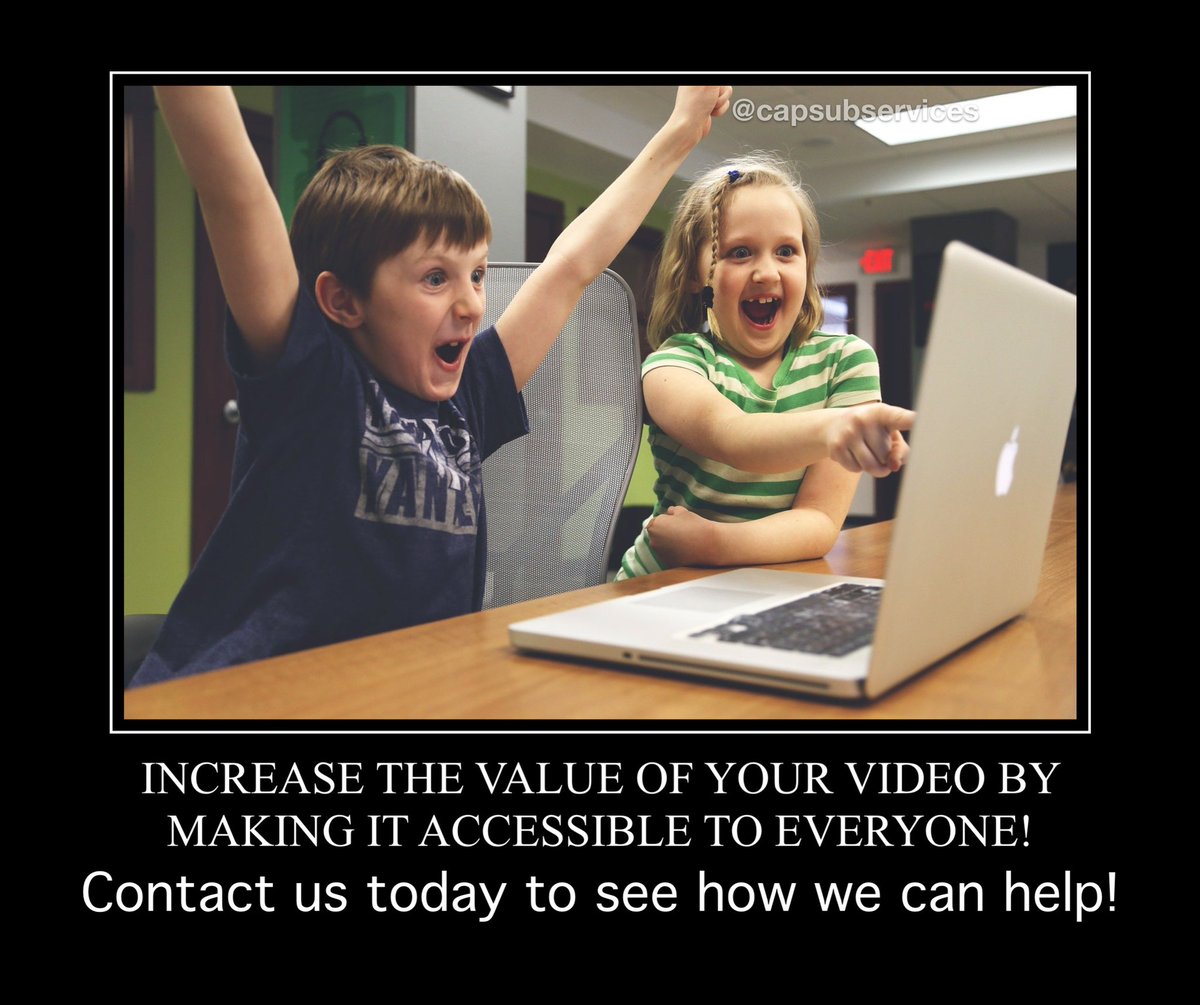 CapSubServices's tweet image. Increase the value of your video by making it #accessible to everyone! Contact us today to see how we can help!
quote@capsubservices.com
___________
#Subtitles #ClosedCaptioning #Captioning #AccessibilityMatters #VideoProduction