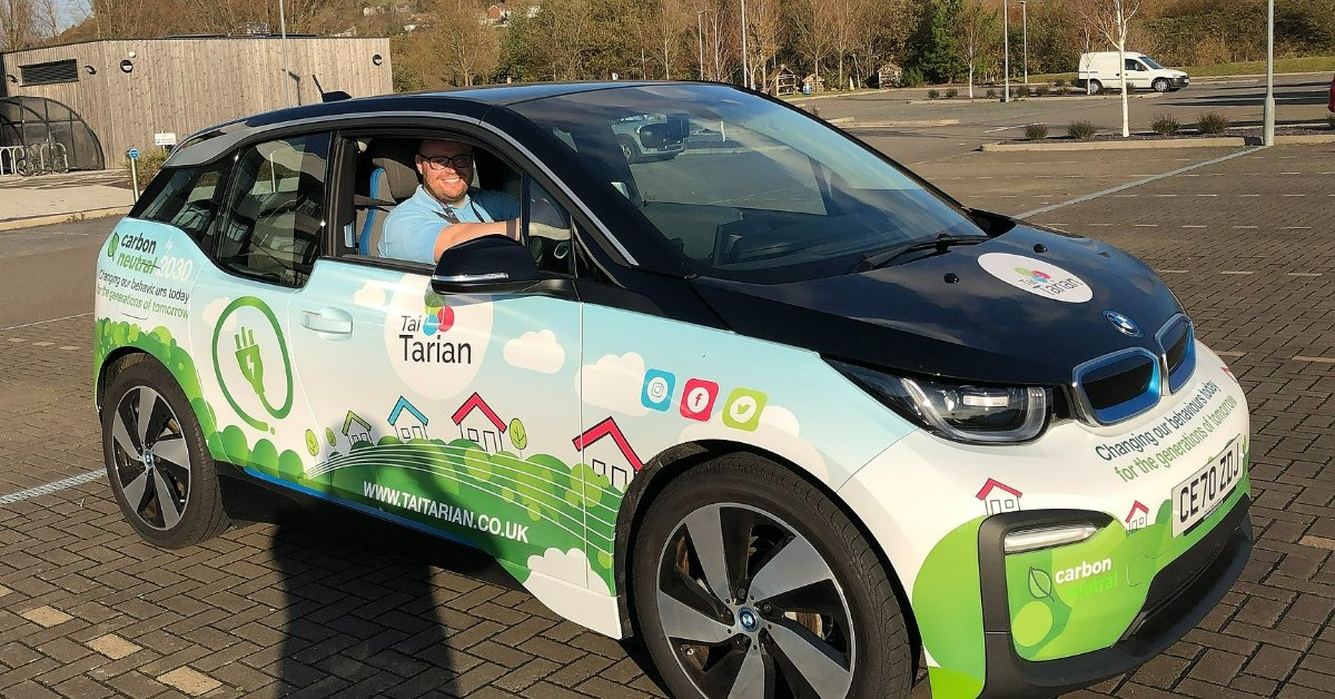 TaiTarian's tweet photo. Have you seen our new electric cars yet? Just one of the ways we reducing our carbon footprint. 

We've been using them for around a month and have clocked up around 900 miles of net zero carbon journeys.

Give us a wave when you see us! 

#sustainableplanet #WelshClimateWeek https://t.co/74VEKyTo3Q