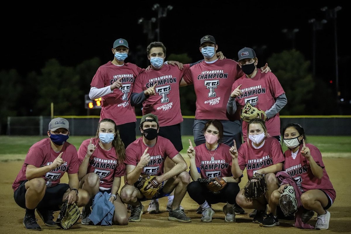 TTUIntramurals's tweet photo. Congratulations to teams Chi O &amp; Lambda and EX A-Team for winning their respective divisions last night in 6v6 softball. We appreciate everyone for playing this semester! 🏆🥎 #everyoneplays https://t.co/yhYnU1ZEe8